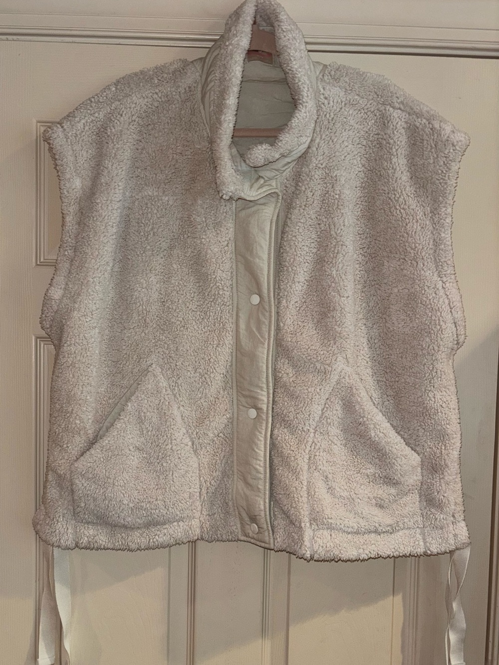 Free People FP Movement Cozy Cream Teddy Snap-Front Jacket Vest